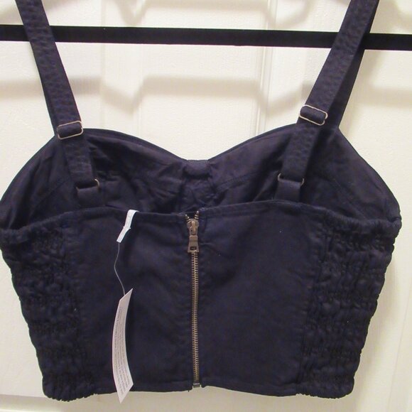Black Bustier Crop Top, Young Fabulous & Broke NWT Pin-up Retro Hot Topic Denim - Picture 3 of 8